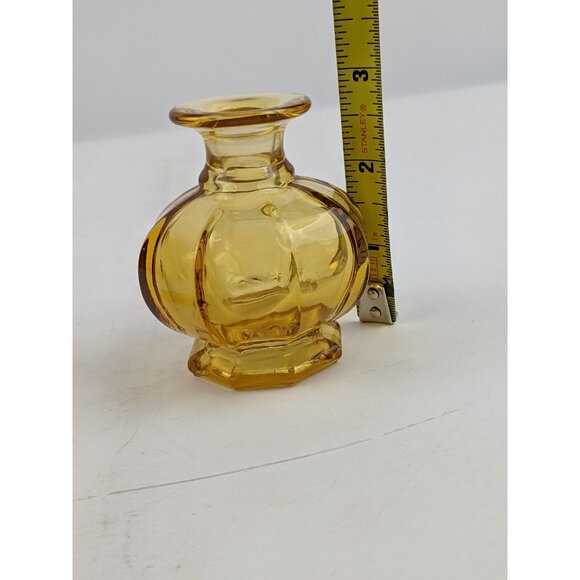 Vintage MCM Amber Gold Glass Perfume Bottle With Stopper, 4" tall - Picture 9 of 12